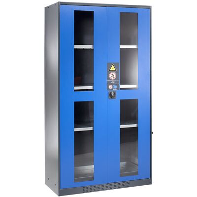Chemikalienschrank, Tür mit Sichtfenstern, 3 Fachböden, enzianblau asecos Chemikalienschrank, Tür mit Sichtfenstern, 3 Fachböden, enzianblau asecos