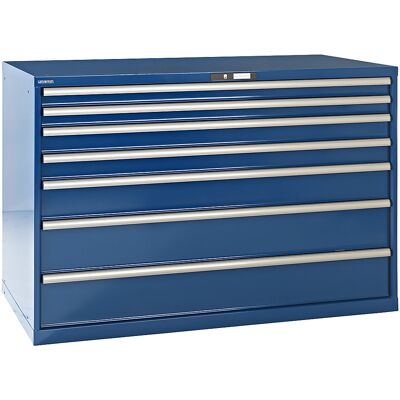 Schubladenschrank, Stahlblech, HxB 1000 x 1431 mm, 7 Schubladen, Tragkraft 200 kg, enzianblau LISTA Schubladenschrank, Stahlblech, HxB 1000 x 1431 mm, 7 Schubladen, Tragkraft 200 kg, enzianblau LISTA