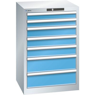 Schubladenschrank, 7 Schubladen, BxTxH 564 x 572 x 850 mm, lichtgrau / lichtblau LISTA Schubladenschrank, 7 Schubladen, BxTxH 564 x 572 x 850 mm, lichtgrau / lichtblau LISTA