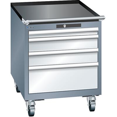 Schubladenschrank, Breite 564 mm, fahrbar, 4 Schubladen, HxT 723 x 725 mm, grau metallic / lichtgrau LISTA Schubladenschrank, Breite 564 mm, fahrbar, 4 Schubladen, HxT 723 x 725 mm, grau metallic / lichtgrau LISTA