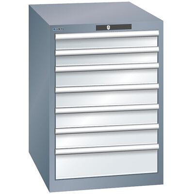 Schubladenschrank, Stahlblech, HxB 800 x 564 mm, 7 Schubladen, grau metallic / lichtgrau LISTA Schubladenschrank, Stahlblech, HxB 800 x 564 mm, 7 Schubladen, grau metallic / lichtgrau LISTA
