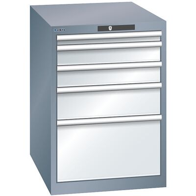 Schubladenschrank, Stahlblech, HxB 800 x 564 mm, 5 Schubladen, grau metallic / lichtgrau LISTA Schubladenschrank, Stahlblech, HxB 800 x 564 mm, 5 Schubladen, grau metallic / lichtgrau LISTA
