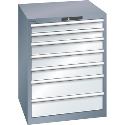Schubladenschrank, 7 Schubladen, BxTxH 717 x 725 x 850 mm, Tragkraft 75 kg, grau metallic / lichtgrau LISTA Schubladenschrank, 7 Schubladen, BxTxH 717 x 725 x 850 mm, Tragkraft 75 kg, grau metallic / lichtgrau LISTA