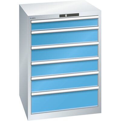 Schubladenschrank, 6 Schubladen, BxTxH 717 x 725 x 1000 mm, lichtgrau / lichtblau LISTA Schubladenschrank, 6 Schubladen, BxTxH 717 x 725 x 1000 mm, lichtgrau / lichtblau LISTA