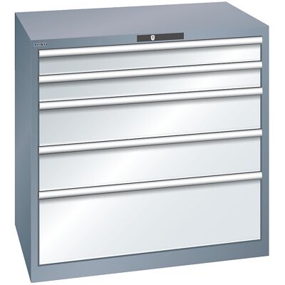 Schubladenschrank, 5 Schubladen, BxTxH 1023 x 725 x 1000 mm, grau metallic / lichtgrau LISTA Schubladenschrank, 5 Schubladen, BxTxH 1023 x 725 x 1000 mm, grau metallic / lichtgrau LISTA