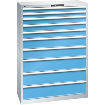 Schubladenschrank, 10 Schubladen, BxTxH 1023 x 725 x 1450 mm, lichtgrau / lichtblau LISTA Schubladenschrank, 10 Schubladen, BxTxH 1023 x 725 x 1450 mm, lichtgrau / lichtblau LISTA