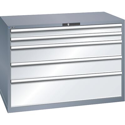 Schubladenschrank, 5 Schubladen, BxTxH 1431 x 725 x 1000 mm, grau metallic / lichtgrau LISTA Schubladenschrank, 5 Schubladen, BxTxH 1431 x 725 x 1000 mm, grau metallic / lichtgrau LISTA