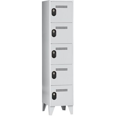 5er-Schließfachschrank Köln, 1 Abteil, lichtgrau, 400 mm Wolf 5er-Schließfachschrank Köln, 1 Abteil, lichtgrau, 400 mm Wolf