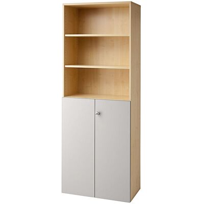 Kombi-Schrank, 5 Fachböden, 2 Flügeltüren, Ahorn-Dekor / alusilber eurokraft pro Kombi-Schrank, 5 Fachböden, 2 Flügeltüren, Ahorn-Dekor / alusilber eurokraft pro