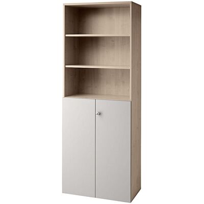 Kombi-Schrank, 5 Fachböden, 2 Flügeltüren, Nussbaum-Dekor / alusilber eurokraft pro Kombi-Schrank, 5 Fachböden, 2 Flügeltüren, Nussbaum-Dekor / alusilber eurokraft pro