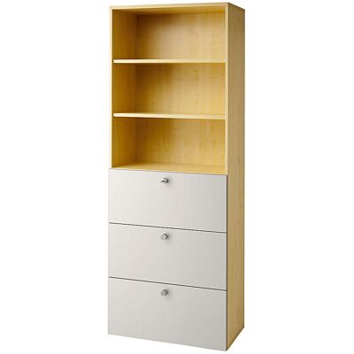 Kombi-Schrank, 2 Fachböden, 3 Hängeregistraturschübe, Ahorn-Dekor / alusilber eurokraft pro Kombi-Schrank, 2 Fachböden, 3 Hängeregistraturschübe, Ahorn-Dekor / alusilber eurokraft pro