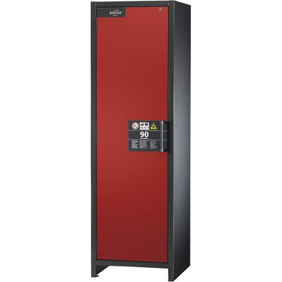 Feuerbeständiger Industrie-Gefahrstoffschrank Typ 90, HxBxT 1955 x 600 x 615 mm, 1-türig, verkehrsrot asecos Feuerbeständiger Industrie-Gefahrstoffschrank Typ 90, HxBxT 1955 x 600 x 615 mm, 1-türig, verkehrsrot asecos