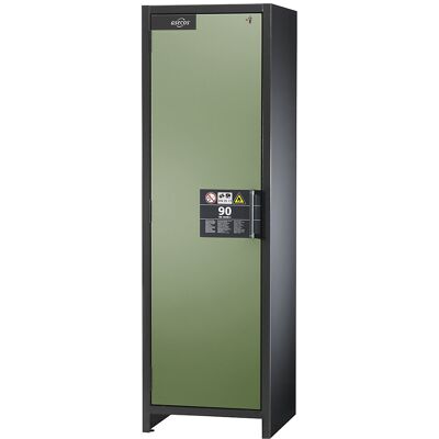 Feuerbeständiger Industrie-Gefahrstoffschrank Typ 90, HxBxT 1955 x 600 x 615 mm, 1-türig, resedagrün asecos Feuerbeständiger Industrie-Gefahrstoffschrank Typ 90, HxBxT 1955 x 600 x 615 mm, 1-türig, resedagrün asecos