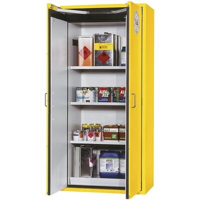 Feuerbeständiger Gefahrstoffschrank Typ 90, 2-türig, Außen-HxBxT 1968 x 900 x 615 mm, gelb, pulverbeschichtet asecos Feuerbeständiger Gefahrstoffschrank Typ 90, 2-türig, Außen-HxBxT 1968 x 900 x 615 mm, gelb, pulverbeschichtet asecos