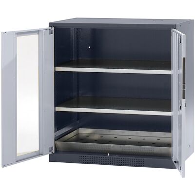 Labor-Chemikalienschrank, 2-türig, halbhoch, 2 Fachböden, mit Sichtfenster, grau asecos Labor-Chemikalienschrank, 2-türig, halbhoch, 2 Fachböden, mit Sichtfenster, grau asecos