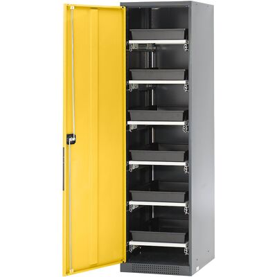 Labor-Chemikalienschrank, 1-türig, hoch, 6 Auszüge, ohne Sichtfenster, gelb asecos Labor-Chemikalienschrank, 1-türig, hoch, 6 Auszüge, ohne Sichtfenster, gelb asecos