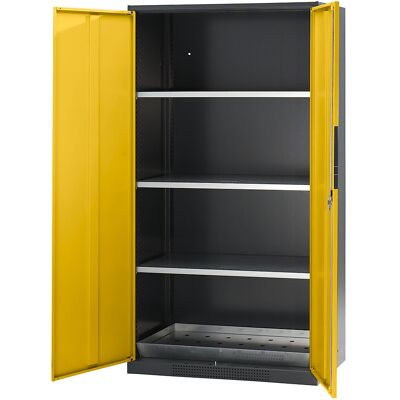 Labor-Chemikalienschrank, 2-türig, hoch, 3 Fachböden, ohne Sichtfenster, gelb asecos Labor-Chemikalienschrank, 2-türig, hoch, 3 Fachböden, ohne Sichtfenster, gelb asecos