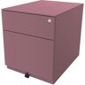 BISLEY Rollcontainer Note™, mit 1 Hängeregistratur, 1 Universalschublade, HxBxT 502 x 420 x 565 mm, mit Griffleiste und Top, pink