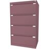 BISLEY Hängeregistraturschrank, 2-bahnig, 4 Schübe, DIN A4, pink