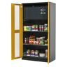 asecos Chemikalienschrank, Tür mit Sichtfenstern, mit Gefahrstoffbox, Türfarbe Goldgelb RAL 1004