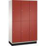 C+P CAMBIO Fächerschrank mit Garderobenstange, 6 Fächer, Korpus reinweiß / Tür feuerrot, Breite 1200 mm