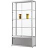 kaiserkraft Vitrine, BxTxH 1000 x 400 x 1972 mm, LED-Beleuchtung, Leuchtkopf-Ø 35 mm, mit Unterschrank