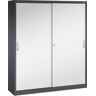 C+P ACURADO Schiebetürenschrank, 6 Fachböden, 2 Schließfächer, HxBxT 1950 x 1600 x 400 mm, schwarzgrau / lichtgrau