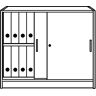 kaiserkraft TINO - Schiebetürenschrank, 1 Fachboden, 2 Ordnerhöhen, Korpusfarbe Alusilber, Türfarbe Buche-Dekor