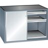 LISTA Schiebetürenschrank, Traglast Auszugboden 200 kg, 4 Schubladen, 2 Auszugböden, grau metallic / lichtgrau