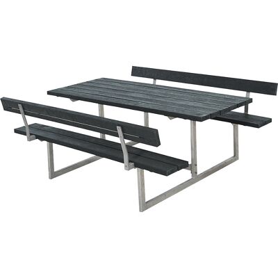 kaiserkraft Gruppensitzbank, für 6 Personen, Tiefe 1840 mm, mit Rückenlehne, schwarz, Kunststoff kaiserkraft Gruppensitzbank, für 6 Personen, Tiefe 1840 mm, mit Rückenlehne, schwarz, Kunststoff