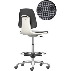 Arbeitsdrehstuhl LABSIT, Hochstuhl mit Sitz-Stopp-Rollen und Fußring, Sitz Supertec, weiß bimos Arbeitsdrehstuhl LABSIT, Hochstuhl mit Sitz-Stopp-Rollen und Fußring, Sitz Supertec, weiß bimos