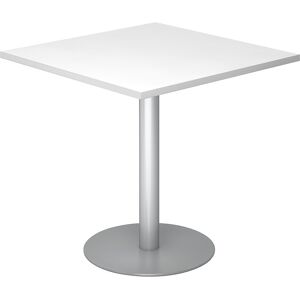 Kaiserkraft Konferenztisch - 800x800mm, 755mm hoch, silberner Rahmen, weißer Tisch Kaiserkraft Konferenztisch - 800x800mm, 755mm hoch, silberner Rahmen, weißer Tisch