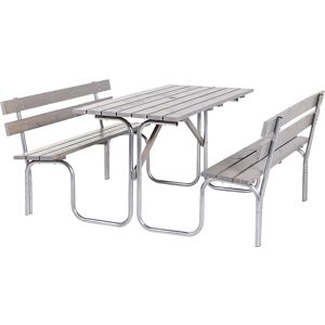 kaiserkraft Gruppensitzbank, Tisch und 2 Sitzbänke, Länge 1500 mm, grau kaiserkraft Gruppensitzbank, Tisch und 2 Sitzbänke, Länge 1500 mm, grau