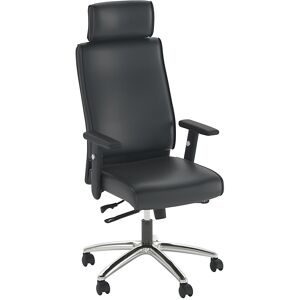 kaiserkraft Bürostuhl Amer, höhenverstellbare Armlehnen, Leder, schwarz kaiserkraft Bürostuhl Amer, höhenverstellbare Armlehnen, Leder, schwarz