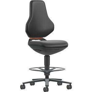 Arbeitsdrehstuhl TEXON Labor+Produktion, mit Sitz-Stopp-Rollen + Fußring, Höheverstellbereich 570 - 810 mm, Kunstleder, schwarz bimos Arbeitsdrehstuhl TEXON Labor+Produktion, mit Sitz-Stopp-Rollen + Fußring, Höheverstellbereich 570 - 810 mm, Kunstleder, schwarz bimos