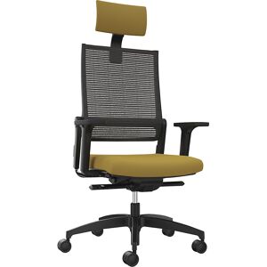 Bürostuhl LORDO FLEX, mit Netzrückenlehne, gelb, mit Kopfstütze Dauphin Bürostuhl LORDO FLEX, mit Netzrückenlehne, gelb, mit Kopfstütze Dauphin