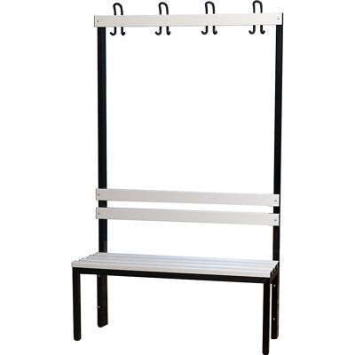 Umkleidebank mit Lehne, einseitig, PVC-Leisten, Länge 1000 mm Wolf Umkleidebank mit Lehne, einseitig, PVC-Leisten, Länge 1000 mm Wolf