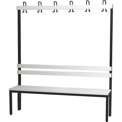 Umkleidebank mit Lehne, einseitig, PVC-Leisten, Länge 1500 mm Wolf Umkleidebank mit Lehne, einseitig, PVC-Leisten, Länge 1500 mm Wolf