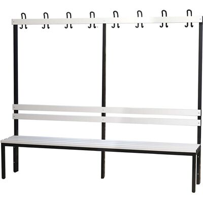 Umkleidebank mit Lehne, einseitig, PVC-Leisten, Länge 2000 mm Wolf Umkleidebank mit Lehne, einseitig, PVC-Leisten, Länge 2000 mm Wolf
