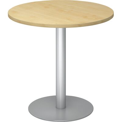 Kaiserkraft Meeting-Tisch - Ø 800 mm, 755 mm hoch, Silberrahmen, Ahorn-Design Kaiserkraft Meeting-Tisch - Ø 800 mm, 755 mm hoch, Silberrahmen, Ahorn-Design