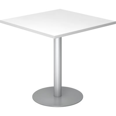 Kaiserkraft Konferenztisch - 800x800mm, 755mm hoch, silberner Rahmen, weißer Tisch Kaiserkraft Konferenztisch - 800x800mm, 755mm hoch, silberner Rahmen, weißer Tisch