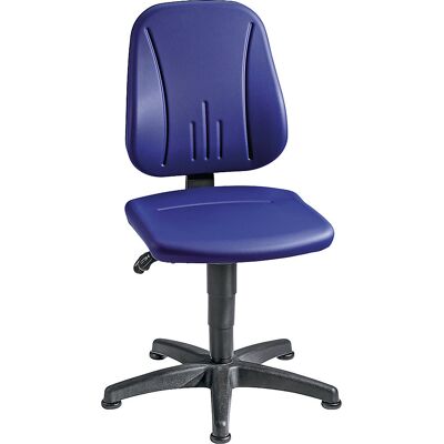 Arbeitsdrehstuhl, mit Gasfeder-Höhenverstellung, Kunstlederbezug, blau, mit Bodengleitern bimos Arbeitsdrehstuhl, mit Gasfeder-Höhenverstellung, Kunstlederbezug, blau, mit Bodengleitern bimos