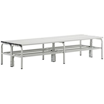 Umkleidebank, doppelseitig, Aluminiumleisten, lichtgrau, Länge 1500 mm, mit Schuhrost Sypro Umkleidebank, doppelseitig, Aluminiumleisten, lichtgrau, Länge 1500 mm, mit Schuhrost Sypro