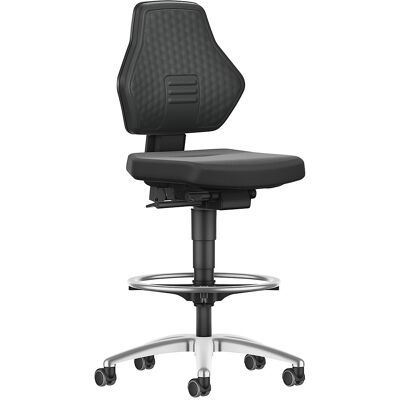 Arbeitsdrehstuhl AIR FLOW, mit Sitz-Stopp-Rollen und Fußring, Supertec-Bezug schwarz bimos Arbeitsdrehstuhl AIR FLOW, mit Sitz-Stopp-Rollen und Fußring, Supertec-Bezug schwarz bimos