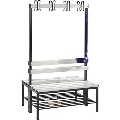 Umkleidebank BASIC, doppelseitig, Kunststoffleisten, Länge 1000 mm, lichtgrau, Schuhrost C+P Umkleidebank BASIC, doppelseitig, Kunststoffleisten, Länge 1000 mm, lichtgrau, Schuhrost C+P