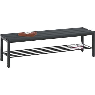 Umkleidebank BASIC, Kunststoffleisten, Länge 1500 mm, schwarzgrau, Schuhrost C+P Umkleidebank BASIC, Kunststoffleisten, Länge 1500 mm, schwarzgrau, Schuhrost C+P