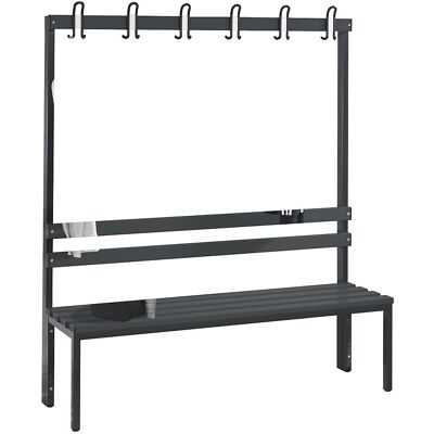 Umkleidebank BASIC, einseitig, Kunststoffleisten, Länge 1500 mm, schwarzgrau C+P Umkleidebank BASIC, einseitig, Kunststoffleisten, Länge 1500 mm, schwarzgrau C+P