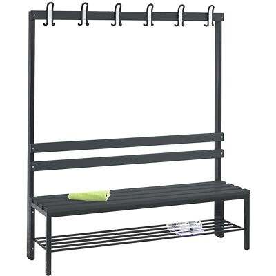 Umkleidebank BASIC, einseitig, Kunststoffleisten, Länge 1500 mm, schwarzgrau, Schuhrost C+P Umkleidebank BASIC, einseitig, Kunststoffleisten, Länge 1500 mm, schwarzgrau, Schuhrost C+P