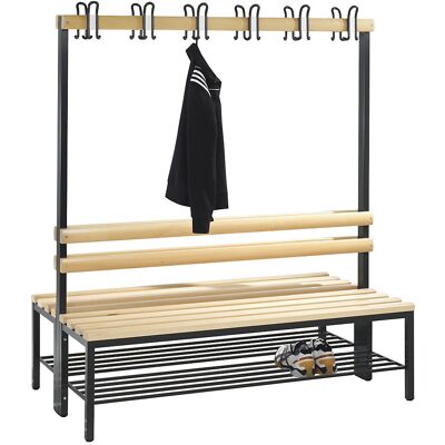 Umkleidebank BASIC, doppelseitig, Buchenleisten, Länge 1500 mm, Schuhrost C+P Umkleidebank BASIC, doppelseitig, Buchenleisten, Länge 1500 mm, Schuhrost C+P