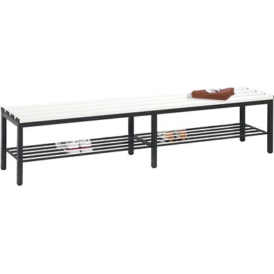 Umkleidebank BASIC, Kunststoffleisten, Länge 1960 mm, lichtgrau, Schuhrost C+P Umkleidebank BASIC, Kunststoffleisten, Länge 1960 mm, lichtgrau, Schuhrost C+P